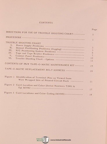 Pratt & Whitney Tape O Matic, U 39546, Trouble Shooting Manual 1969 - Picture 2 of 2
