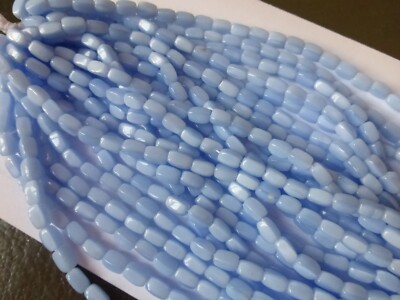 Lot De 1200 Perles Anciennes En Verre Bleu Pastel - Grain De Riz - Idéal Broderie