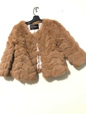 Royal Delan Size S Beige Fur Leather Coat Jacket Women Stylish 