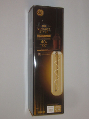 GE LED T20 Vintage Style Amber Glass Warm Candle Light Tube 40 W Dimmable