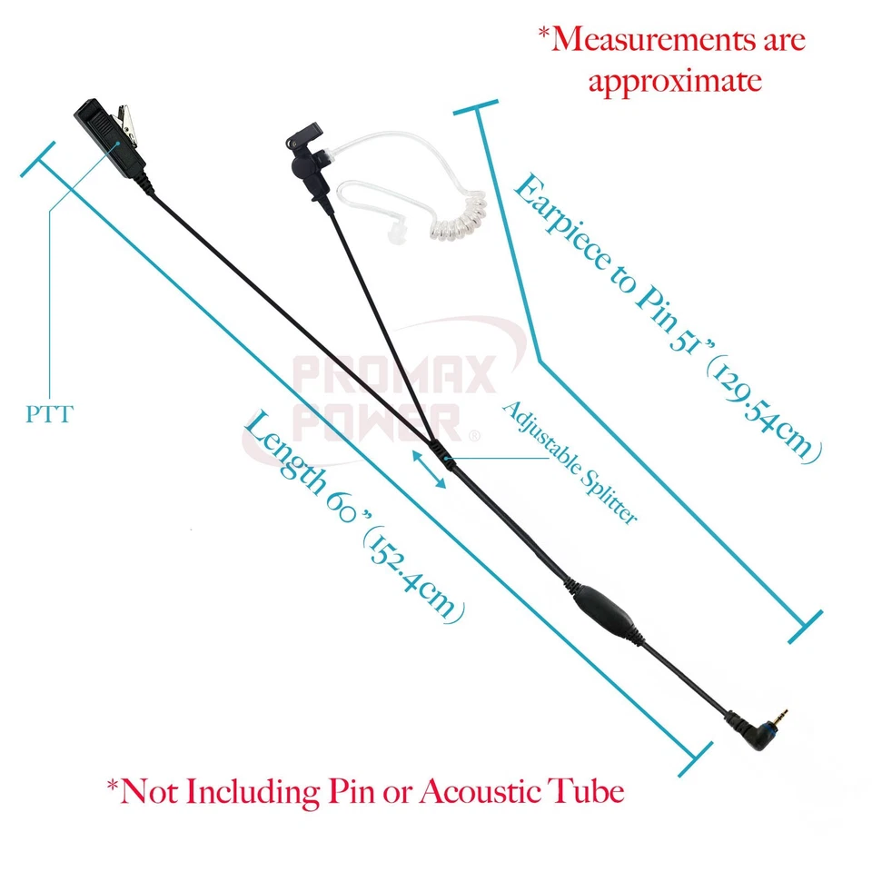 10x Acoustic 2-Wire PTT Earpiece for Hytera Radios PD355LF, PD368, BD302i, TD360 - Image 3 of 4