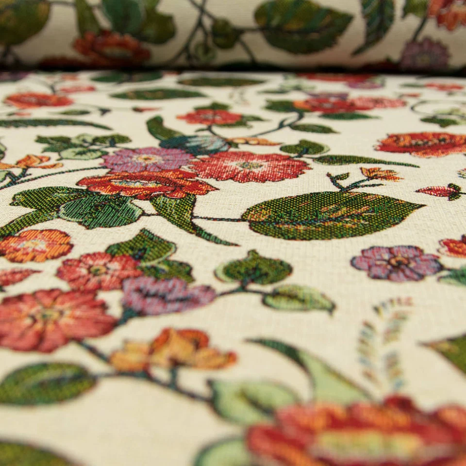 Gobelin Stoff Blumenranke natur bunt Dekorationen Taschen Vorhänge (Prei=0,5m) - Bild 4 von 4