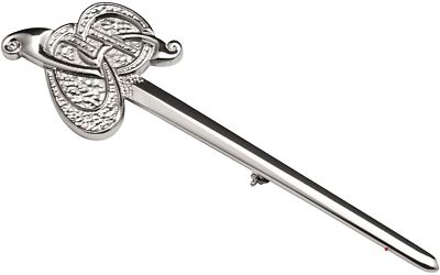 Kilt Pin Plated Bright Palladium Celtic Swirl Design 105mm