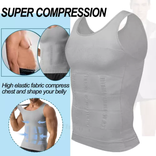 SHAPERIN Gynecomastia Compress Tank Top Mens Slimming Body Shaper Vest Abs Shirt - Picture 1 of 23