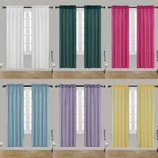 2PC SET VERSATILE FAUX SILK WINDOW CURTAIN TREATMENT ROD POCKET PANELS (MR2) 84"