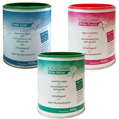 ANGEBOT 20% Rabatt - 600g zuckerfreie Kaugummis (41,33  /kg) zahnpflegend, vegan