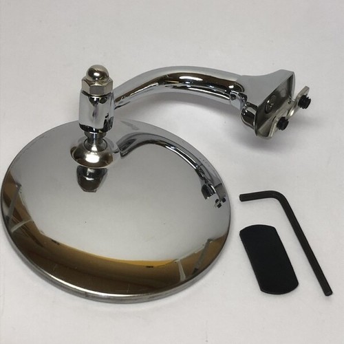 4" Drop peep mirror short curved arm Chrome steel metal - Picture 2 of 5