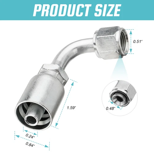 10 Pack 3/8" JIC 37° Female 90° Elbow Hydraulic Hose Fittings For 3/8" I.D. Hose - Picture 6 of 13