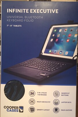 Cooper Infinite Executive Folio Keyboard Case for 7-8  Tablets