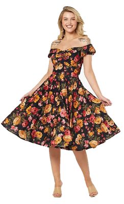 Timeless «MONI 50s FLORAL» Vintage Rosen Retro SWING DRESS Kleid Rockabilly