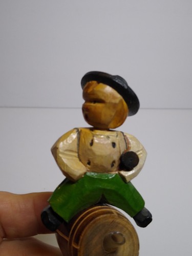 ANRI Mechanical Drink Pourer Bottle Stopper Wood Carved Puppet Pivot Head Italy - Picture 2 of 6