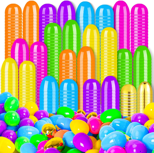 150 Pcs Fillable Easter Eggs – Includes 12 Golden Eggs – 2.36" Bright Plastic Em