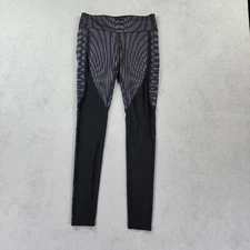 Alo Yoga Legging Womens Medium Gray Black Goddess Mesh Leg Stretch Pull on