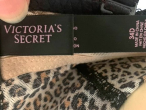 Lencería de peluche Victoria's Secret sin fondo leopardo negro encaje y ligas 34D sexy - Imagen 5 de 5