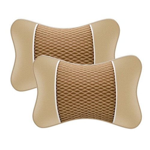 Car Seat Headrest Pad Leather Knitted Pillow Auto Head Neck Rest Support Cushion - Bild 5 von 18