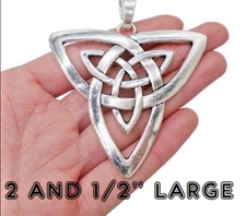 X LARGE TRIQUETRA CELTIC KNOT TRINITY Pendant 24" 925 Sterling Silver Necklace