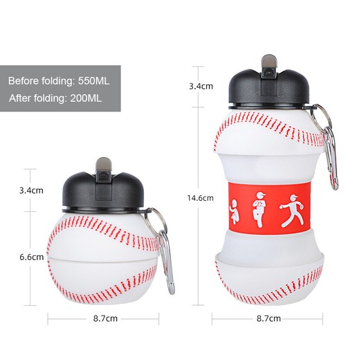 Football Silicone Folding Water Bottle Gym Basketball Drinking Collapsible Cup - Picture 10 of 20