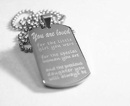 DAUGHTER/SON, DADDYS GIRL MOMMYS GIRL SPECIAL NECKLACE DOG TAG STAINLESS STEEL - Picture 2 of 2
