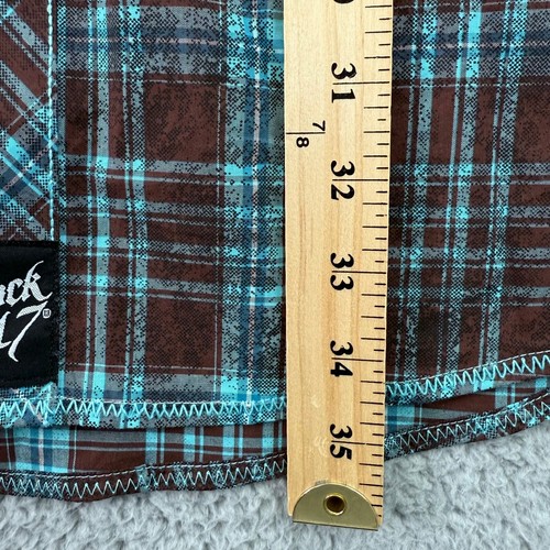 Rock 47 By Wrangler Shirt Mens XXLT 2XLT Plaid Pearl Snap Embroidered Western - Picture 9 of 12