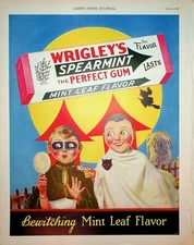Original 1929 Wrigley's Ad: Bewitching Mint Leaf Flavor; Halloween