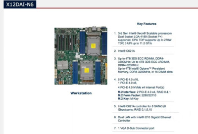 Supermicro x12dai-n6 Motherboard 3rd 6th Gen Intel   Xeon   Processor Scalable
