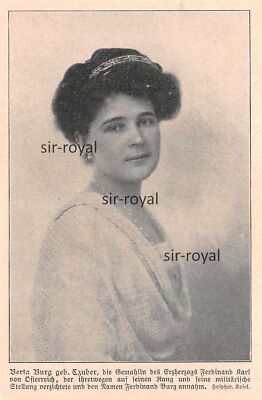 Berta Burg geb. Czuber Frau von Erzherzog Ferdinand Karl - 1911 ~8x12cm