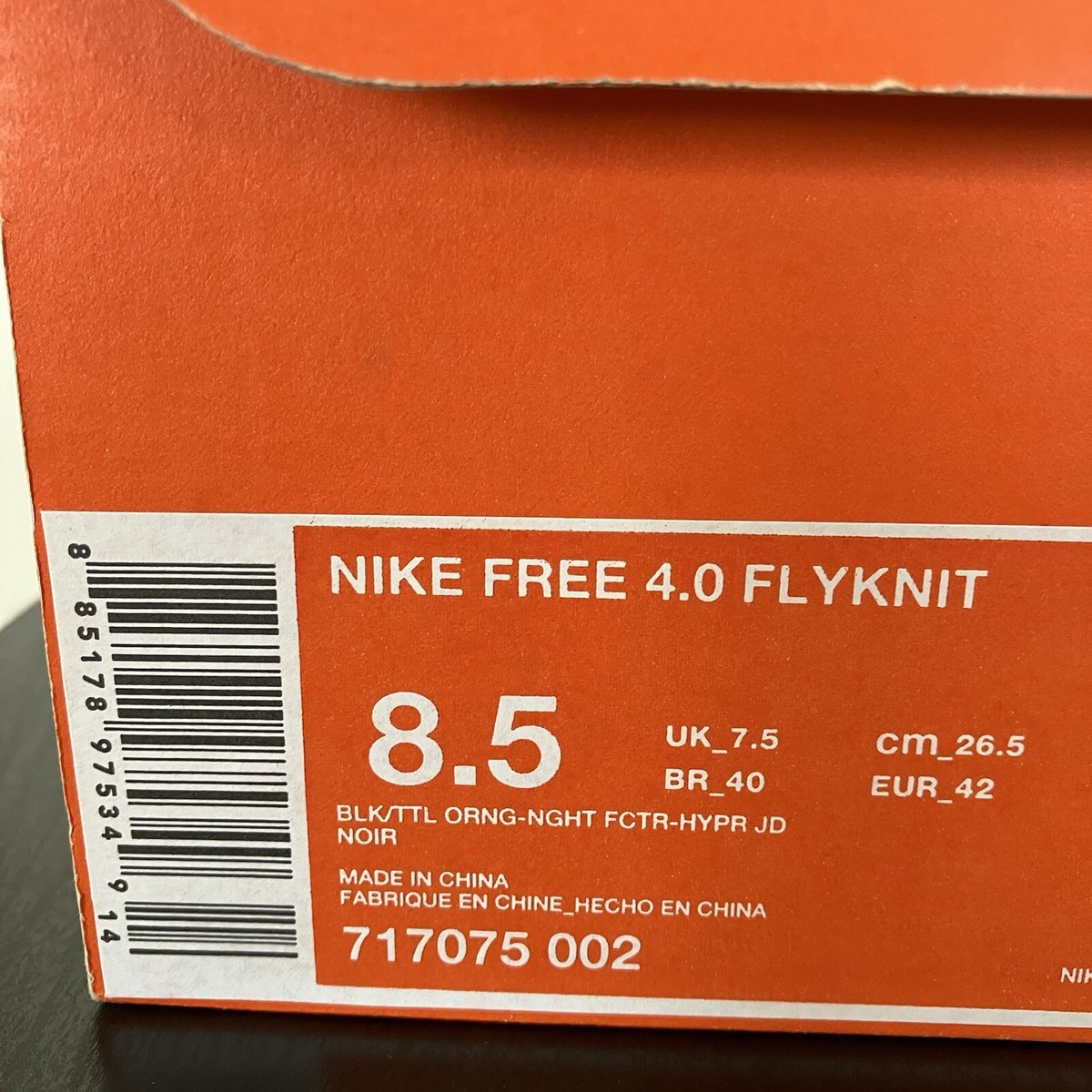 Nike Free 4.0 Flyknit Mens Size 8.5 Black Orange Hyper Jade Nike Free 4.0 Flyknit Mens Size 8.5 Black Orange Hyper Jade