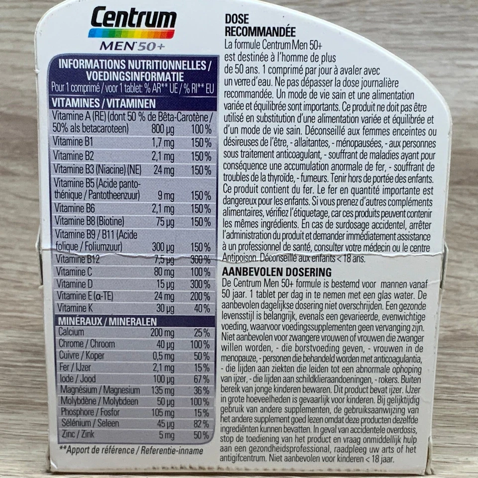 CENTRUM Men 50+ Vitamines & Minéraux 30 comprimés – 07/26 - Photo 2/2