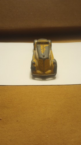 Juguete Tootsie vintage de 1930 castaño rojizo cola de barco Roadster cupé amarillo 6" - Imagen 2 de 13