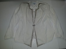 K. Jordan Women's Blazer Jacket Cream White With Silver Floral Clasp Size 16 NEW