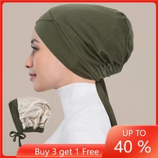 Women Hijab Hair Loss Caps Underscarf Muslim Turban Inner Hats Tied Beanie Caps