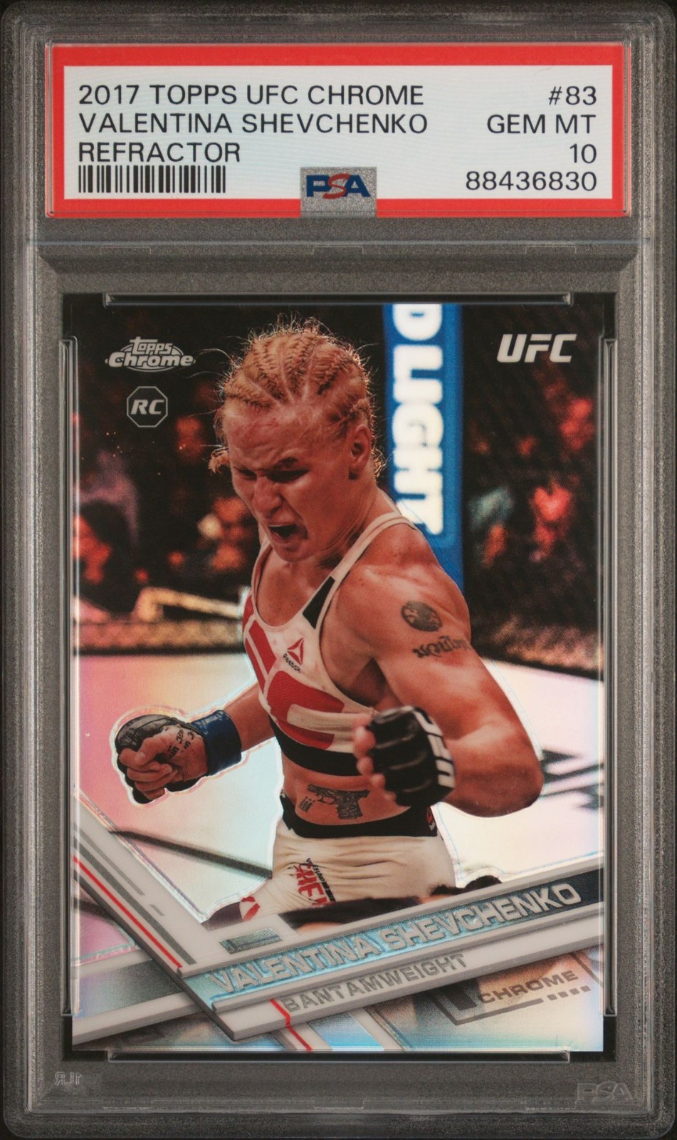 2017 TOPPS UFC CHROME 83 VALENTINA SHEVCHENKO ROOKIE REFRACTOR PSA 10 GEM MINT