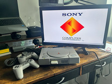 Sony PlayStation PS1 Console Bundle 2 Controllers, memory card & Games