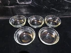 Set Of 5~Pyrex #464 Clear 10oz Custard Bowls Scalloped Clear Rings~USA 300ml