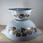 Pyrex Promotional Golden Grapes Delphite Blue Cinderella Chip & Dip Set
