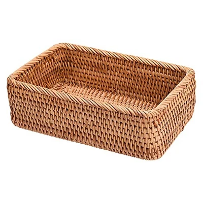 Paniers de Rangement en Rotin, Paniers de Fruits Rectangulaires Tissés, Panie... - Photo 1/4
