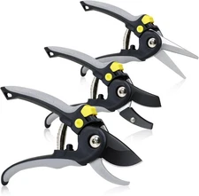 3PCS Pruning Shears Set, Bypass & Anvil Pruners with SK5 Blades for Gardening