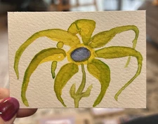 Abstract Flowers #2 Watercolor Art Trading Card ACEO 2.5 X3.5 New Artist ATC