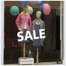 Large White Shop Window Sale Sign - Double Sided Vinyl Static Cling 