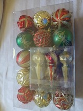 Design Accents Christmas Ornaments Set, 45Ct Red Green Gold Shatterproof NIB