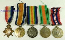 WW1 WWII World War I & II Mons Star Medal Group Of Five E. Jeeps RGA 22530