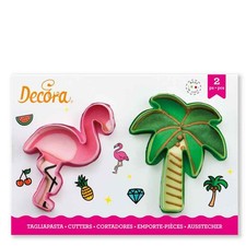 Set 2 Cutters Tagliapasta in plastica fenicottero e palma