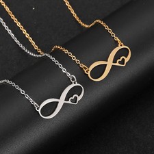 Infinity Symbol Stainless Steel Necklace Heart Pendant Choker Women