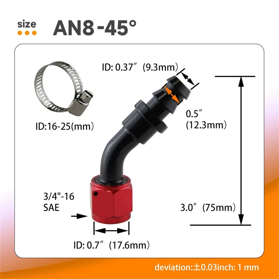 AN8 enfriador de aceite tubería de aceite tipo torre junta de inserción de tubería 0°, 45°, 90°, 180° Foto 3 de 4