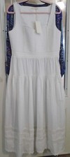 Ulla Johnson $520 Size 12 Isadora Dress Cowrie White 100% Cotton Resort NWT