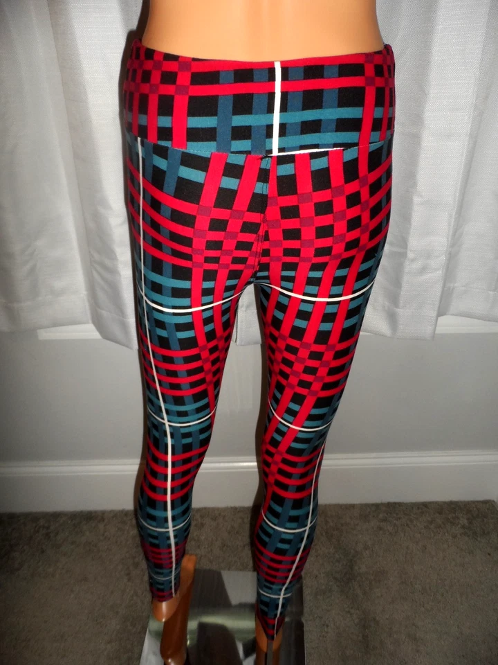 Gran LuLaRoe Talla Única Frambuesa Verde azulado Cuadros Pull On Leggings Mujer Nuevo Sin Etiquetas Foto 3 de 4