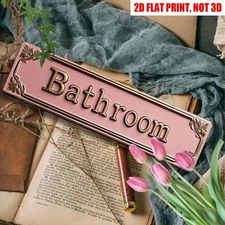 Bathroom Metal Signs Cute Wall Decor for Door Waterproof Home Office Shop 4×16in