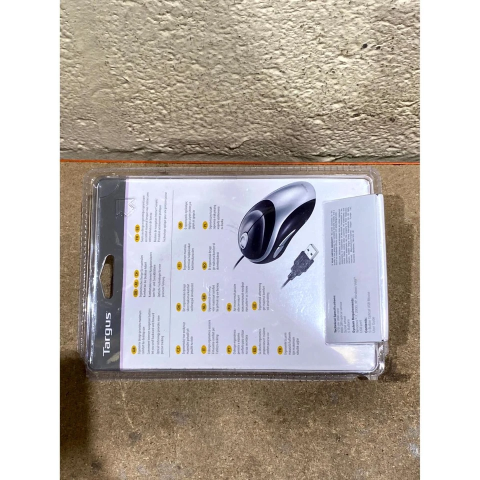 Targus AMU06EU Optical Mouse Black Silver Wired Ergonomic Programmable 5 Buttons - Image 4 of 4