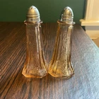 Vintage Pink Depression Glass Salt & Pepper Shakers Floral Pattern 5” Pair