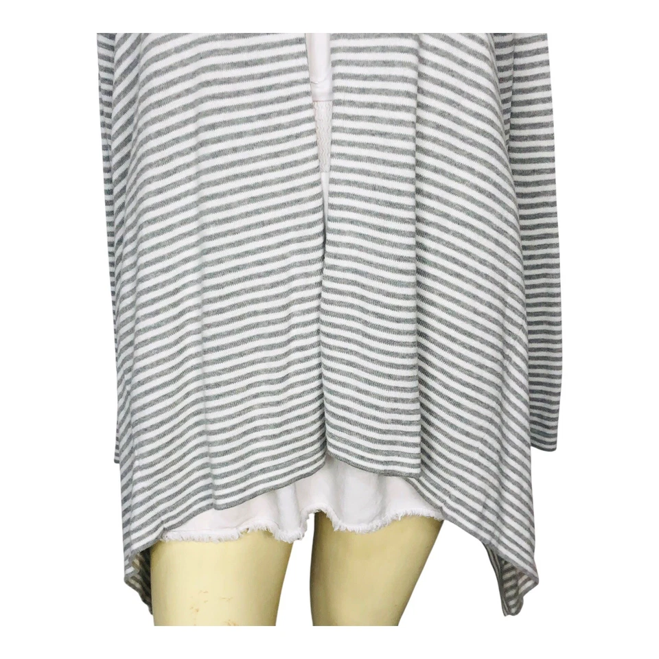 Cárdigan Bryn Walker Gris Blanco Rayas Gran Tamaño Un Botón Algodón Talla L Foto 3 de 4